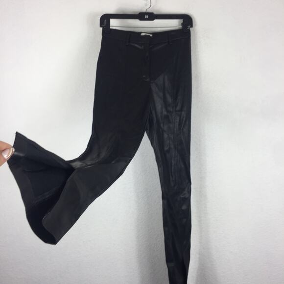 Jason Wu Black Vegan Leather Split Hem Trouser Pants Small - Picture 13 of 16